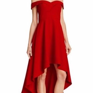high-low scarlet red Aiden Mattox dress